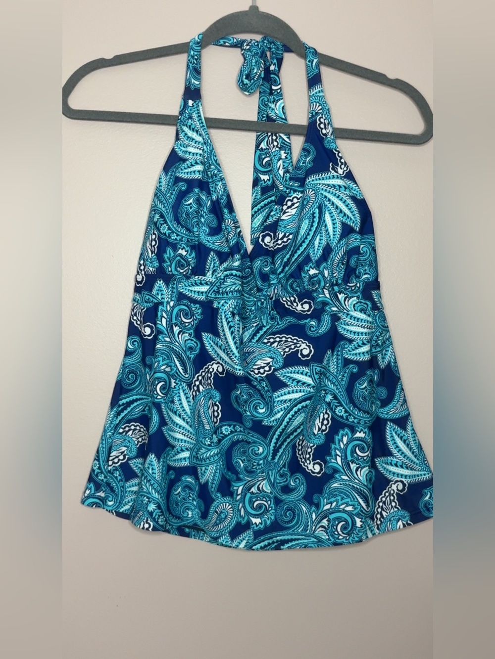 Blue Paisley Print Halter Swimtop Swimsuit size 12